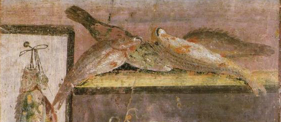 Fresco vissen. Nationaal Archeologisch Museum Napels