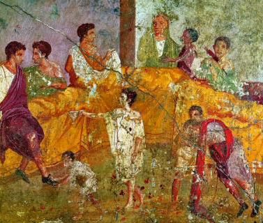 Fresco van banket uit Pompeii