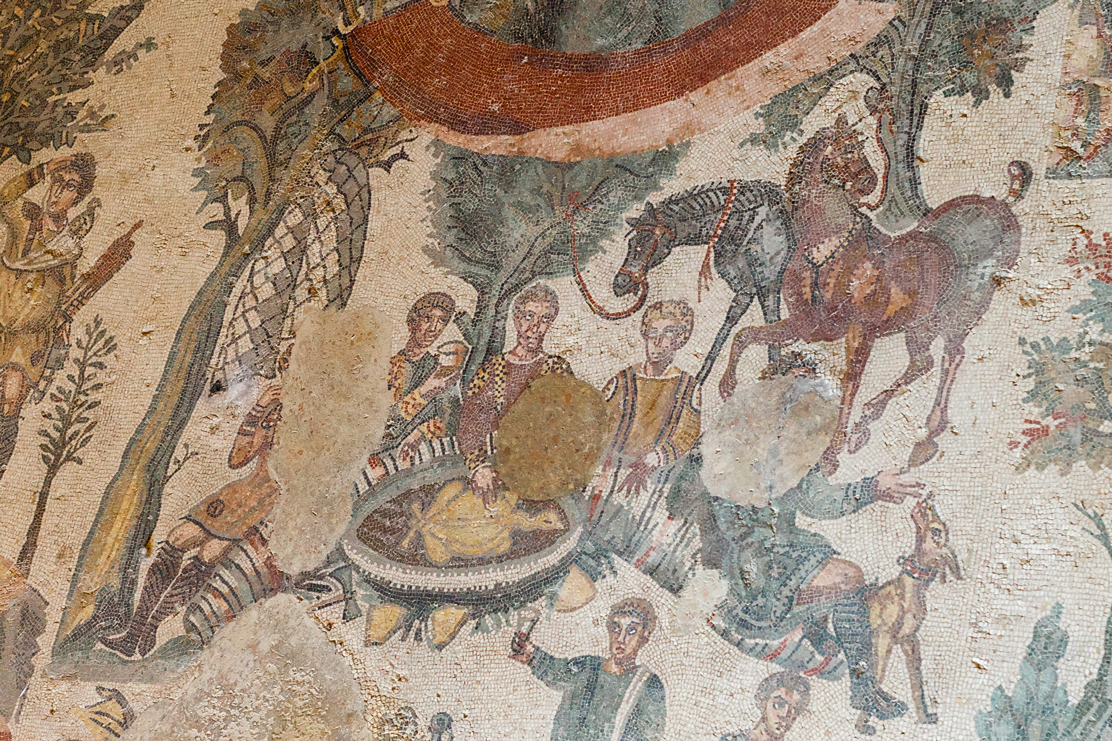 Mozaiek van een jachtpartij in de Romeinse Villa del Casale