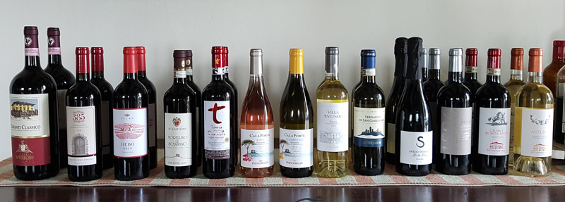 Wijnen tijdens de kookreis in Toscane