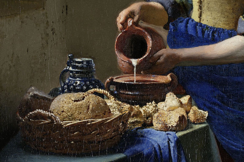 Brood, Melk & Bier op Het Melkmeisje van Johannes Vermeer