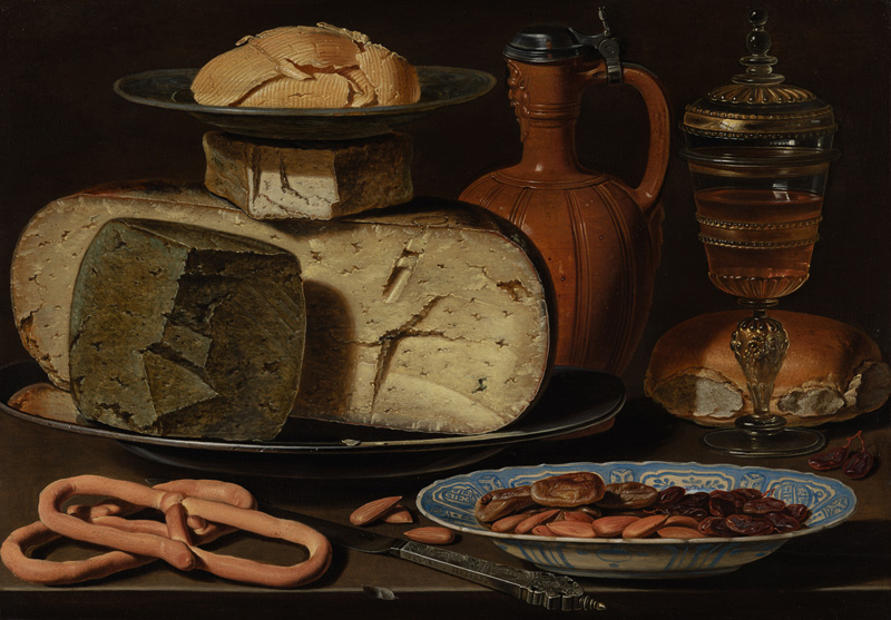 Clara Peeters, Stilleven met kaas en boter uit het Mauritshuis, Den Haag