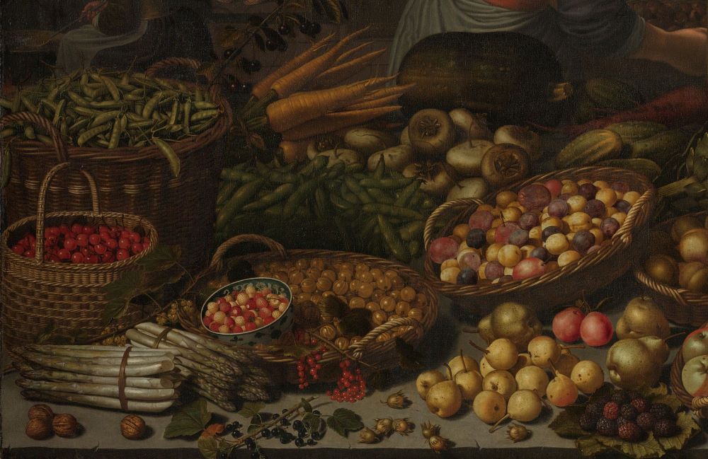 Detail uit Stilleven met vruchten en groenten, Floris van Schooten, ca. 1630, Rijksmuseum