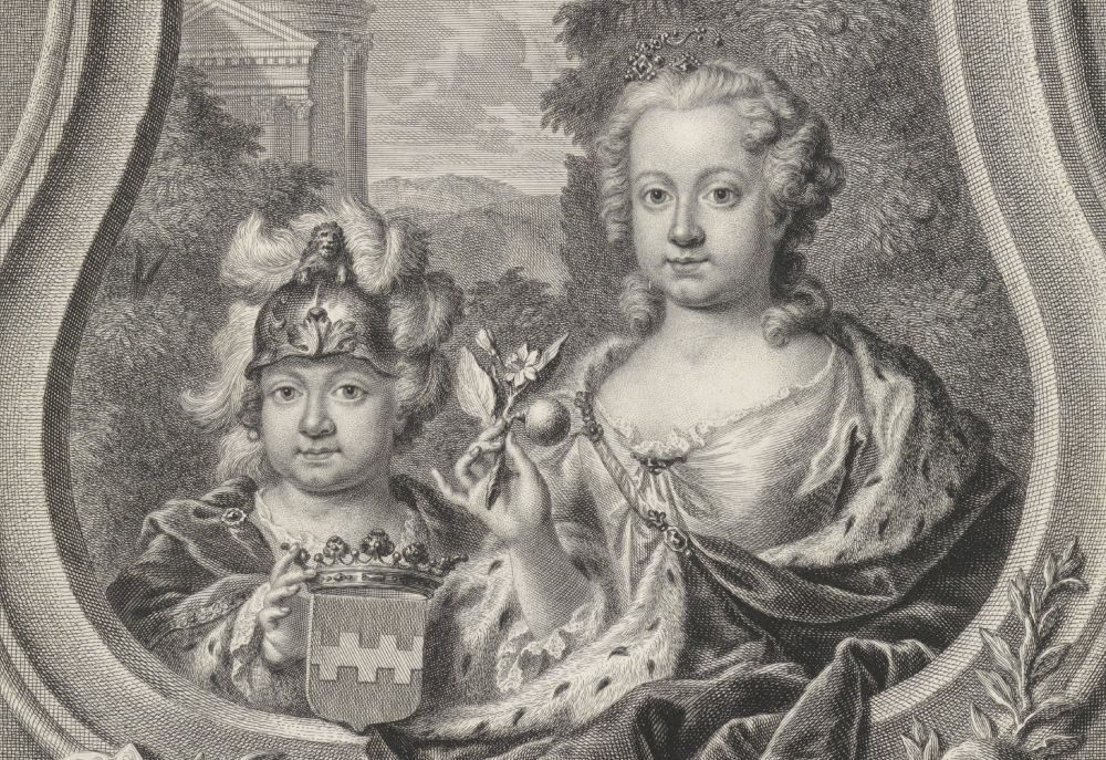 Portret van prins Willem V en prinses Carolina van Oranje-Nassau, prentmaker Pieter Tanjé, 1751, Rijksmuseum